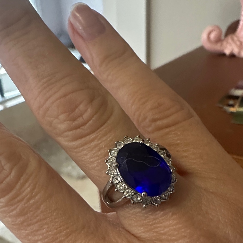 Elegant Blue Silver Ring